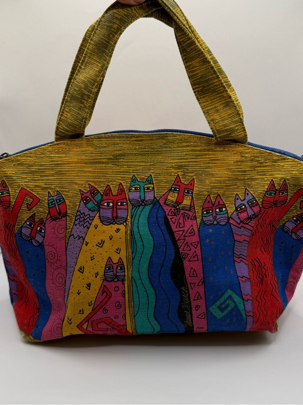 Vintage Laurel Burch Kitty Cat Printed Crossbody Bag Purse